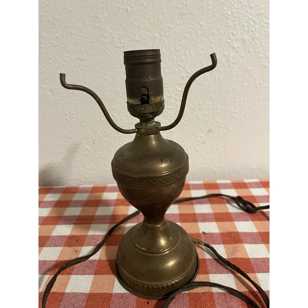 Vintage Converted Brass Oil Lamp Antique Untested